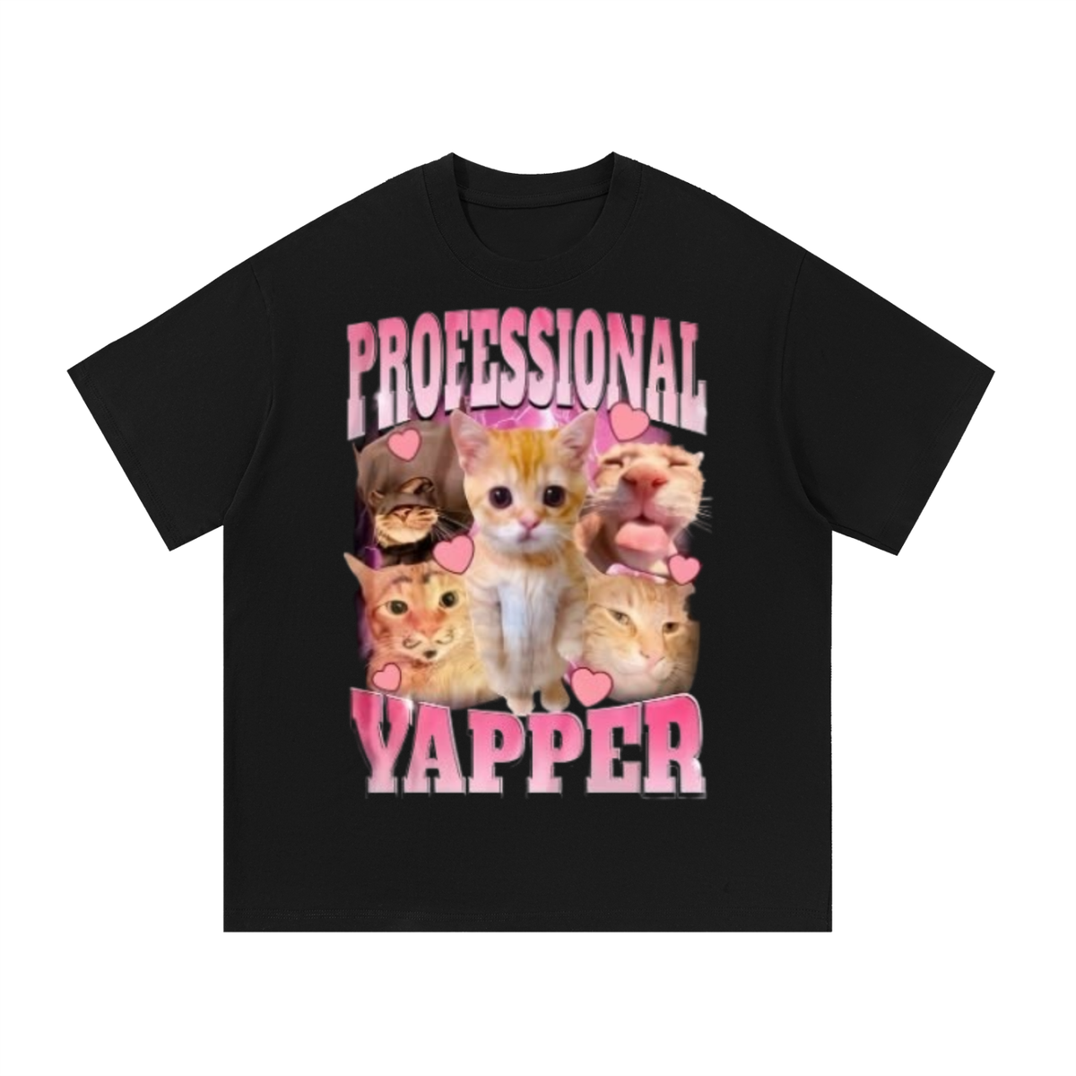 "professional yapper" kitty cat collage graphic tee