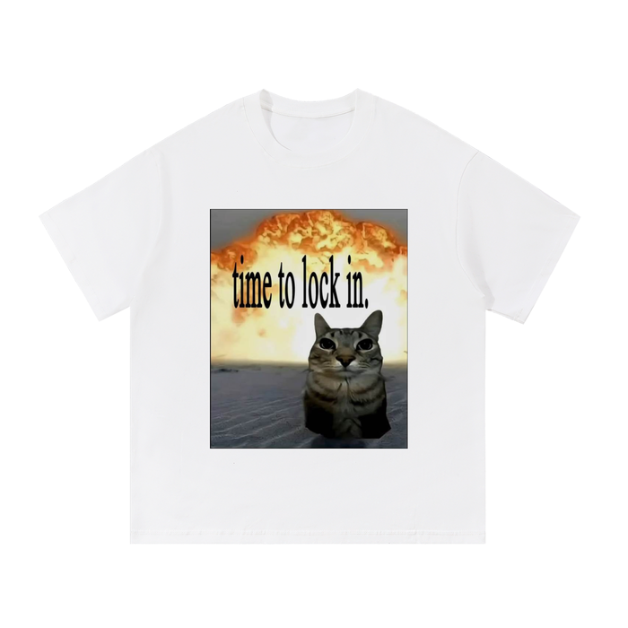 "time to lock in" kitty cat explosion graphic tee
