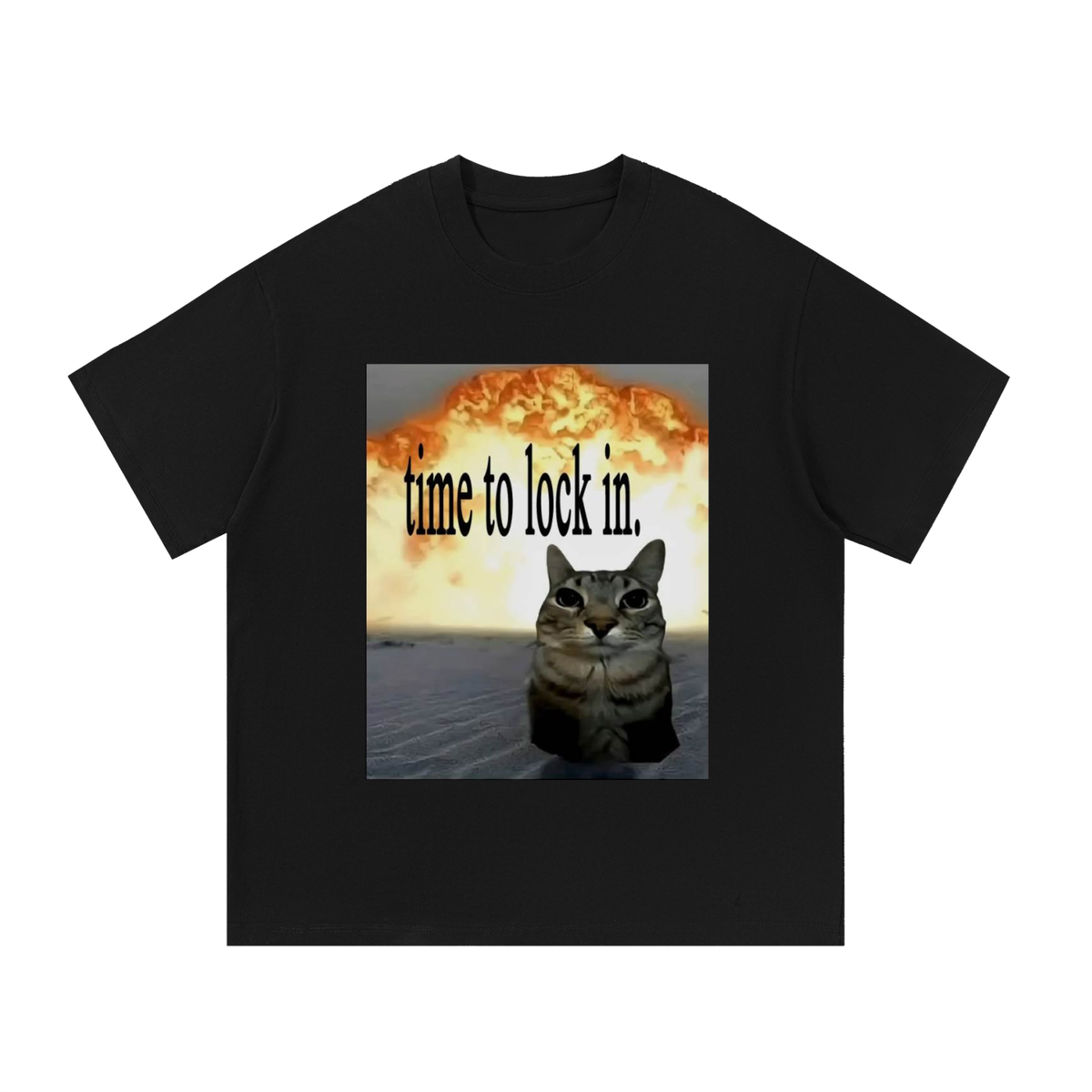 "time to lock in" kitty cat explosion graphic tee