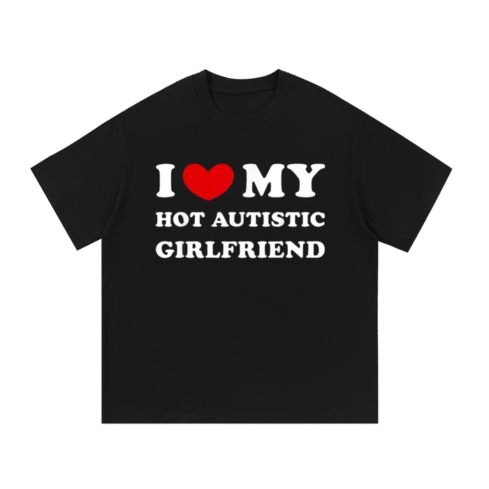 "i heart my hot autistic girlfriend" graphic tee